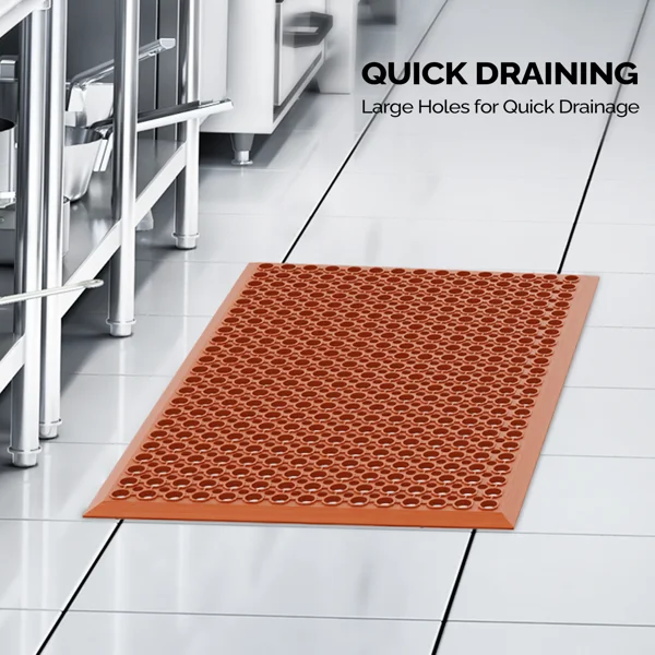 Red Rubber Floor Mat, 60*90*1cm, Anti-Fatigue & Durable