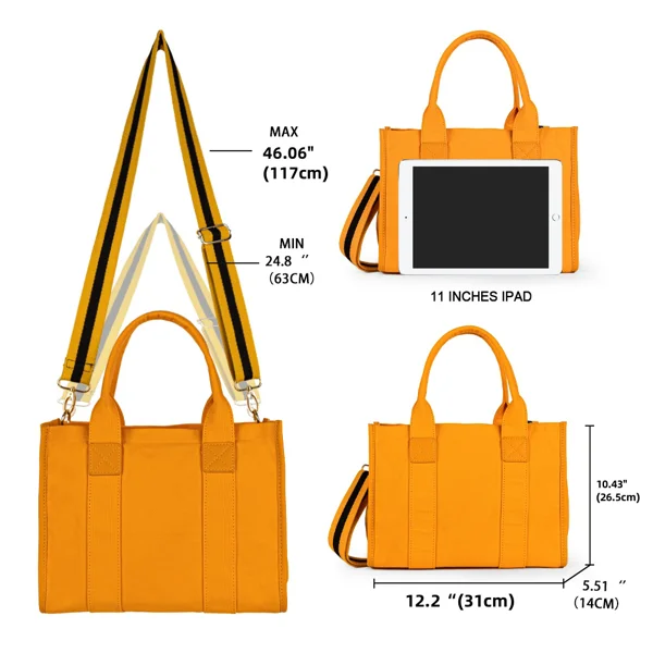 Canvas Tote Bag for Women Top Handle Handbag Crossbody Tote Bag for Women-Orange view 2