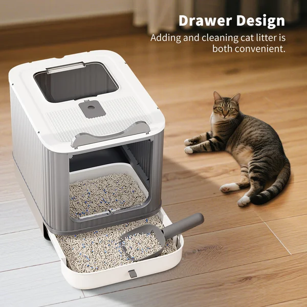 Elevated leak proof elf white cat litter box, made of sturdy and durable materials, also suitable for multi cat households view 5