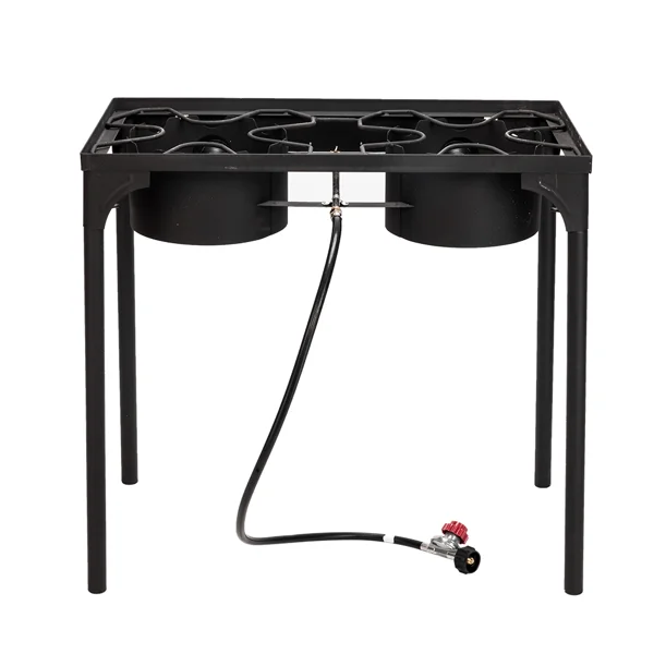 Outdoor Camp Stove High Pressure Propane Gas Cooker Portable Cast Iron Patio Cooking Burner (Double Burner 150000-BTU) view 2