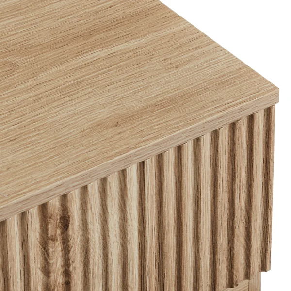 Handleless Grille-Finished 4-Drawer Bedside Table P2 Particleboard + MDF & Melamine Veneer + Thermoformed Drawer Dresser 23.62*14.96*30.71in Oak view 6