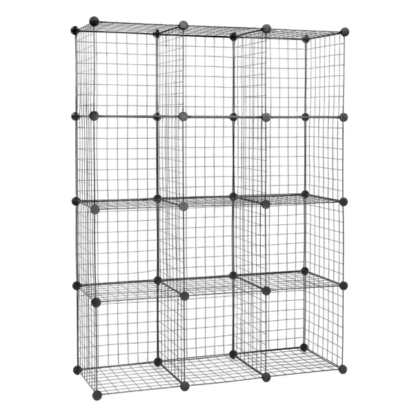 12-Cube Organizer Cube Storage Storage Shelves Wire Cube Storage Origami Shelves Metal Grid Multifunction Shelving Unit Modular Cubbies Organizer Bookcase view 4