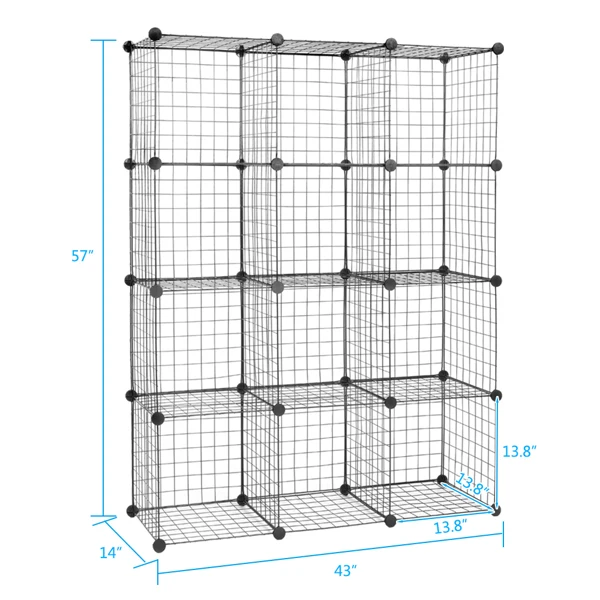 12-Cube Organizer Cube Storage Storage Shelves Wire Cube Storage Origami Shelves Metal Grid Multifunction Shelving Unit Modular Cubbies Organizer Bookcase view 5