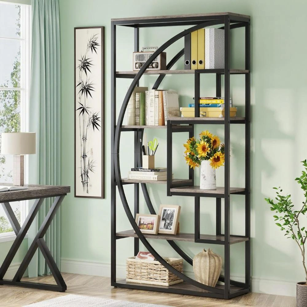 Book Shelf Storage Cabinet, Open Front Organizer Rack for Home Office Living Room, Brown Wood Finish, Durable Engineered Wood