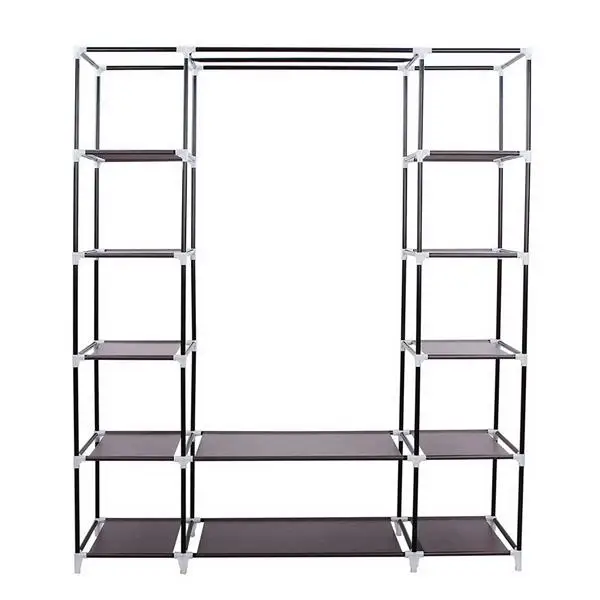 69" Portable Clothes Closet Wardrobe Storage Organizer with Non-Woven Fabric Quick and Easy to Assemble Extra Strong and Durable Dark Brown view 3