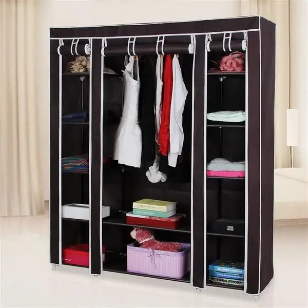 69" Portable Clothes Closet Wardrobe Storage Organizer with Non-Woven Fabric Quick and Easy to Assemble Extra Strong and Durable Dark Brown view 5