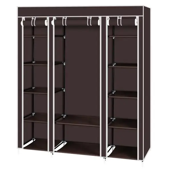 69" Portable Clothes Closet Wardrobe Storage Organizer with Non-Woven Fabric Quick and Easy to Assemble Extra Strong and Durable Dark Brown view 6