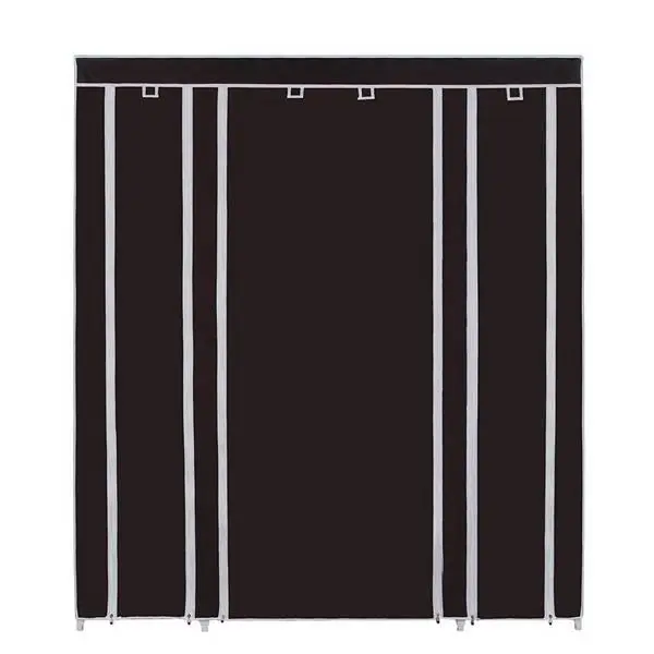 69" Portable Clothes Closet Wardrobe Storage Organizer with Non-Woven Fabric Quick and Easy to Assemble Extra Strong and Durable Dark Brown