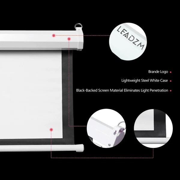 100" 4:3 80" x 60" Viewing Area Motorized Projector Screen with Remote Control Matte White view 6
