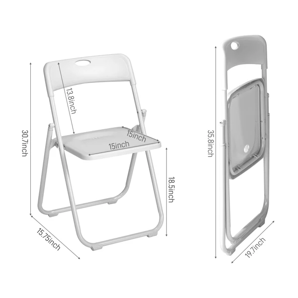 10 Pack Plastic Folding Chairs, Stackable Commercial Chairs, Portable Event Seats Indoor Outdoor for Home Event Party Picnic School Wedding, White view 2