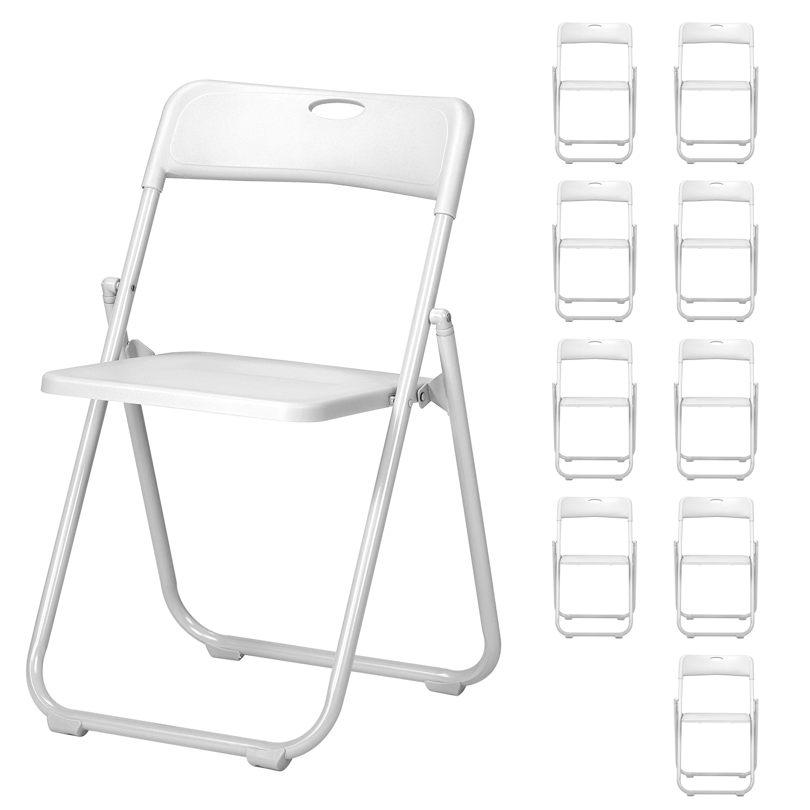10 Pack White Folding Chairs, Stackable Commercial Portable Chairs for Indoor Outdoor Events Parties Wedding Picnic School