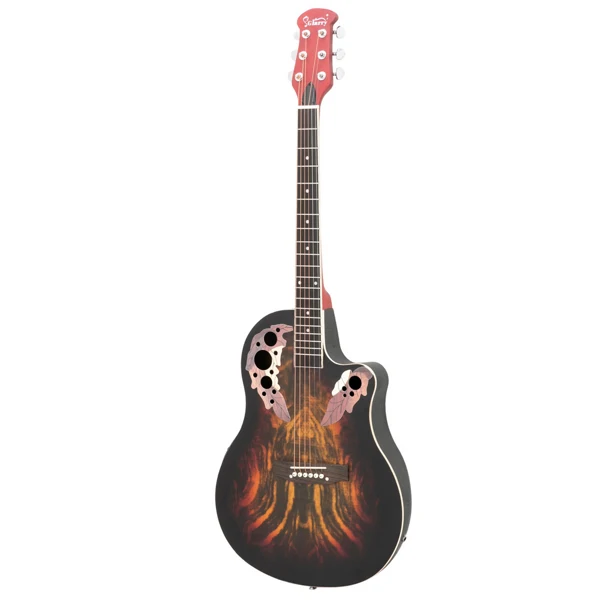 41 inch Full-Size Cutaway Acoustic-Electric Guitar Grape Voice Hole Spruce Top Round Back Sunset Color view 6
