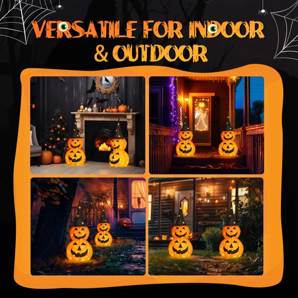 2pcs 3ft Halloween Collapsible Pumpkin Decorations 150 LED Lights view 3