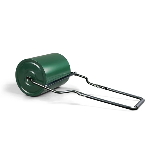 16in Heavy Duty Steel Lawn Roller, Garden Roller Can Be Filled with Water or Sand, Hand Roller with U-shaped Handle, Green & Black view 2