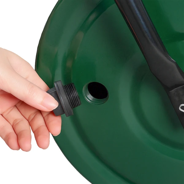 16in Heavy Duty Steel Lawn Roller, Garden Roller Can Be Filled with Water or Sand, Hand Roller with U-shaped Handle, Green & Black view 5