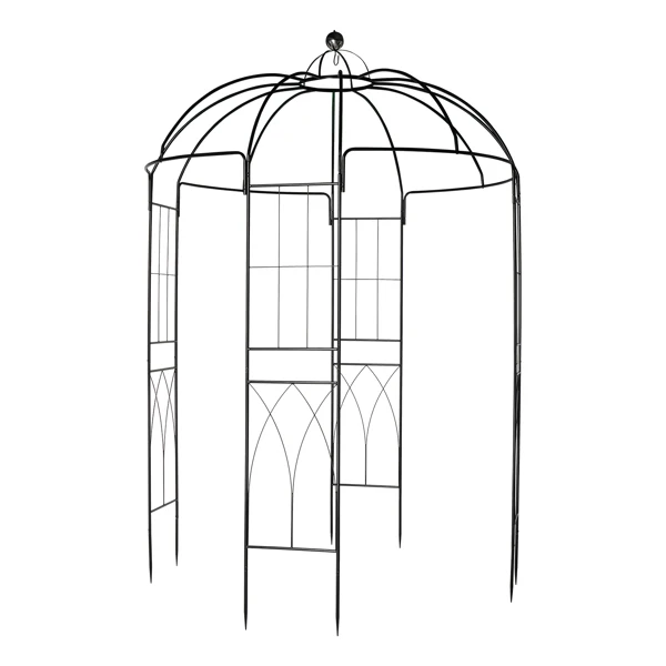 207*207*270cm Courtyard Wrought Iron Gazebo Iron Arch Black view 3