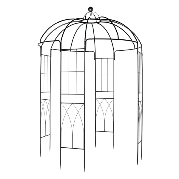 207*207*270cm Courtyard Wrought Iron Gazebo Iron Arch Black view 4