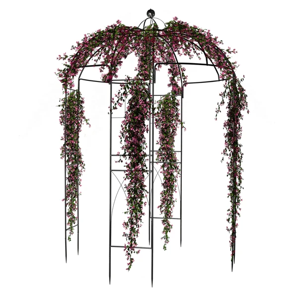 207*207*270cm Courtyard Wrought Iron Gazebo Iron Arch Black view 5