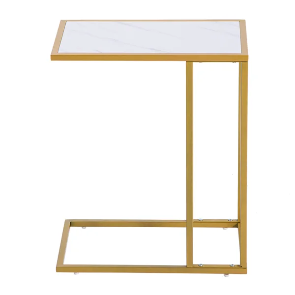 Marble Simple C-Side Table [30x48x61cm] White view 3