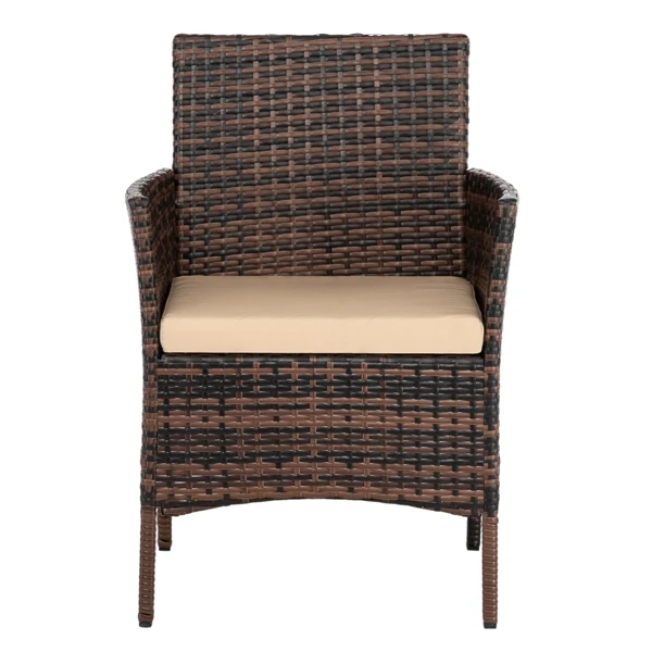 2pcs Arm Chairs 1pc Love Seat & Tempered Glass Coffee Table Rattan Sofa Set Brown Gradient view 5