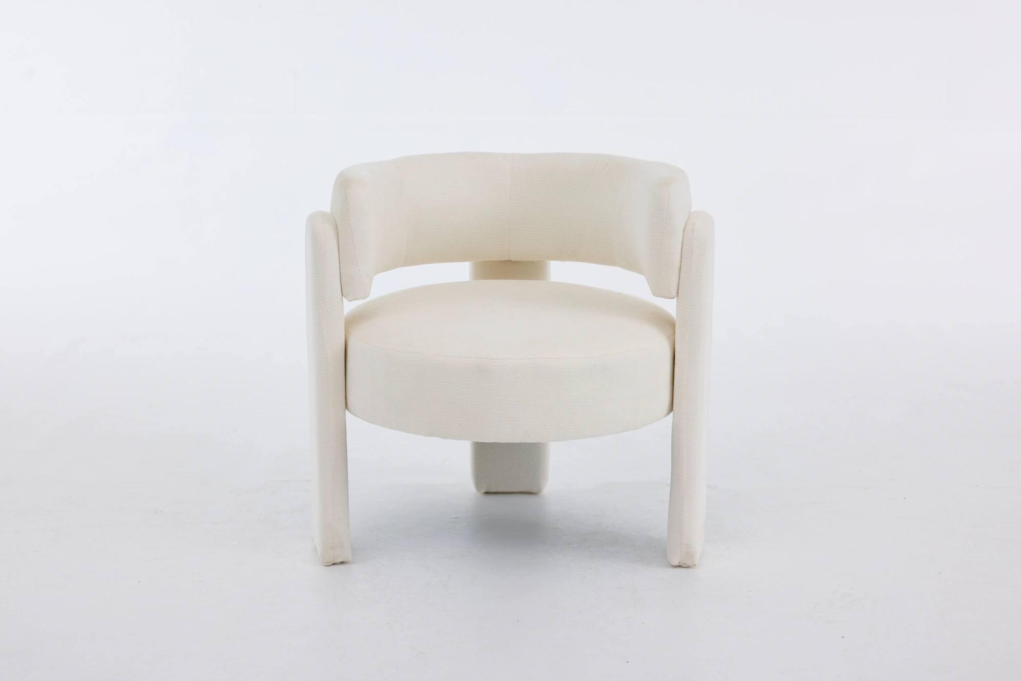 White Boucle Accent Chair, Modern Upholstered Armchair for Living Room Bedroom Office, Comfy Single Sofa Seat