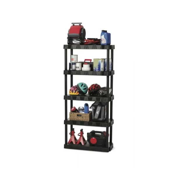 5-Tier Black Plastic Shelf Unit, 68.8 H x 30 W x 13.88 D, 350 lb Capacity view 3