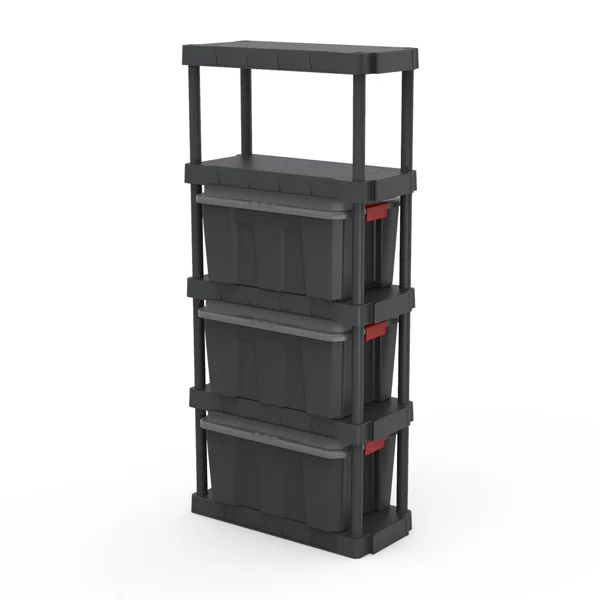 5-Tier Black Plastic Shelf Unit, 68.8 H x 30 W x 13.88 D, 350 lb Capacity view 5