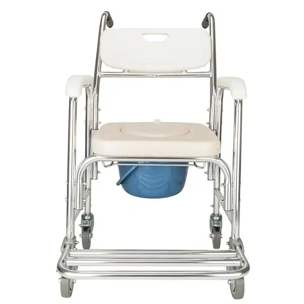 4 in 1 Multifunctional Aluminum Elder People Disabled People Pregnant Women Commode Chair Bath Chair White view 2