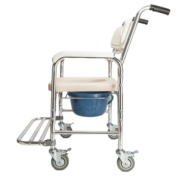 4 in 1 Multifunctional Aluminum Elder People Disabled People Pregnant Women Commode Chair Bath Chair White view 6