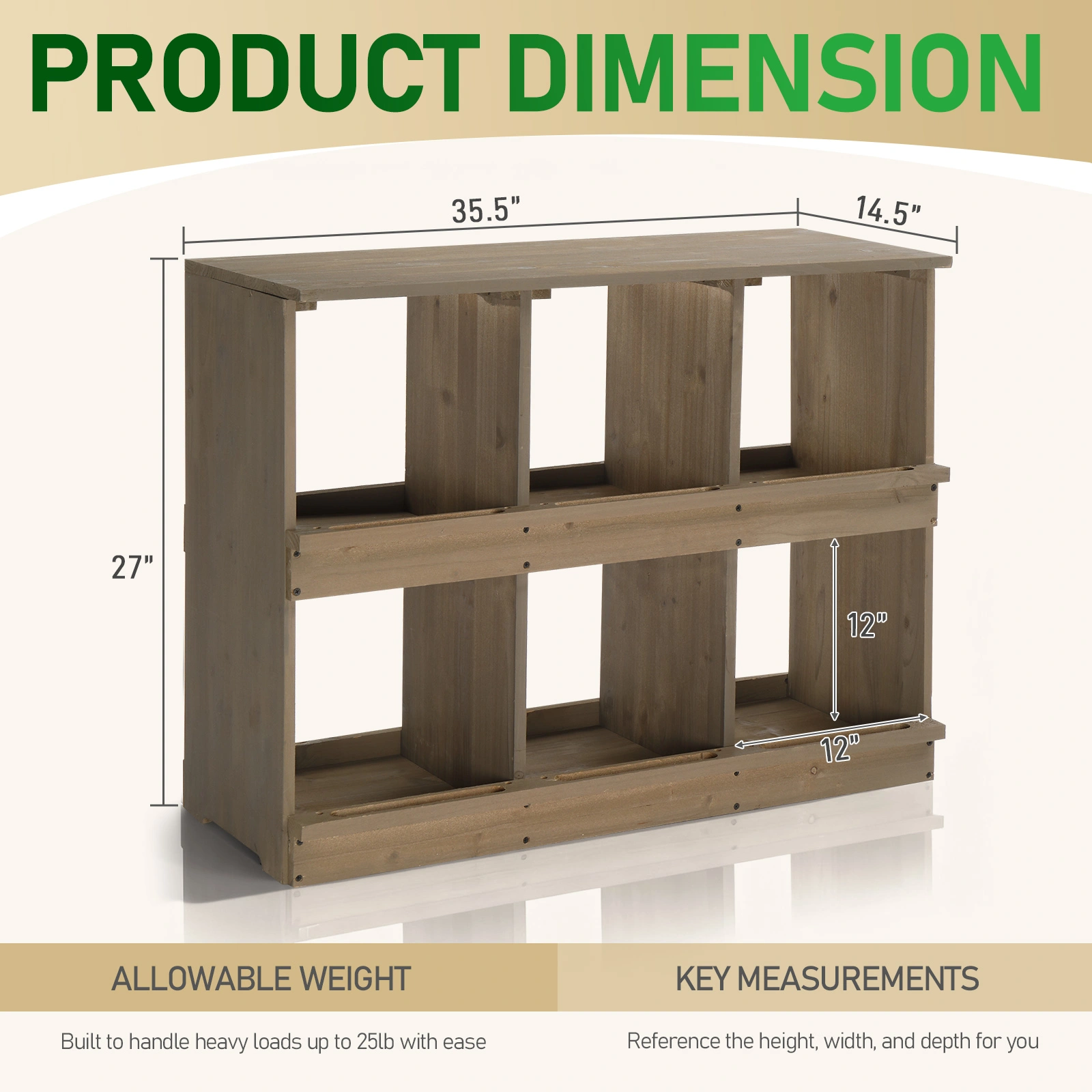 Wooden Chicken Nesting Box 6 Compartment - Gray Egg Laying Nest Box for Chickens Hens Ducks view 3