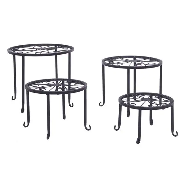 4 Plant Shelves with 4-1 Round Pattern in Black Baking Paint (Yh-Cj009) view 2