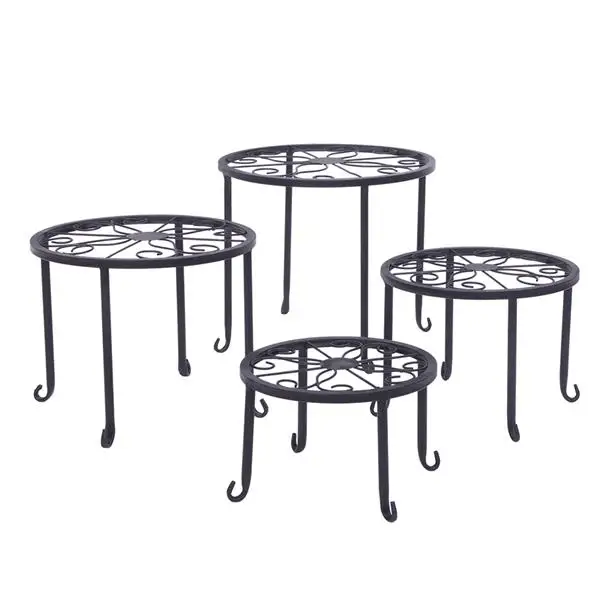 4 Plant Shelves with 4-1 Round Pattern in Black Baking Paint (Yh-Cj009)