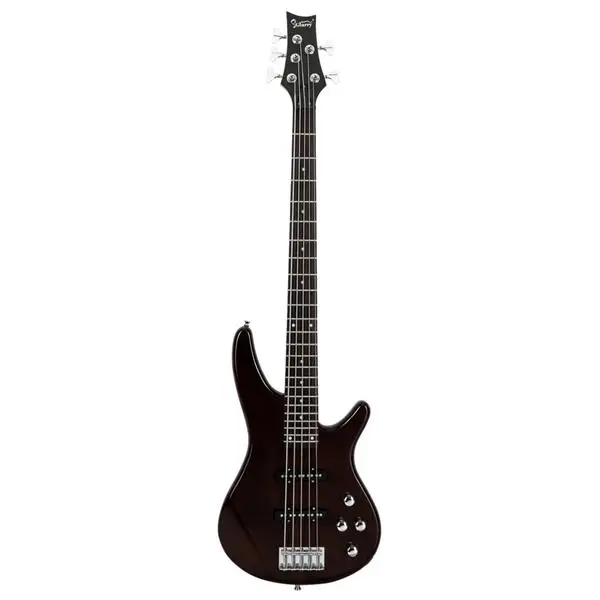 GIB Electric 5 String Bass Guitar Full Size Bag Strap Pick Connector Wrench Tool Earth Brown