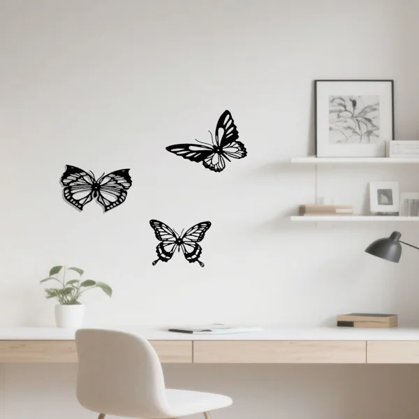 CIFbuy™ Graceful Insect Metal Wall Accents 3 pcs Featuring Black Dragonfly Hummingbird Butterfly Designs Delicate Hanging Wall Decoration for Gardens view 2