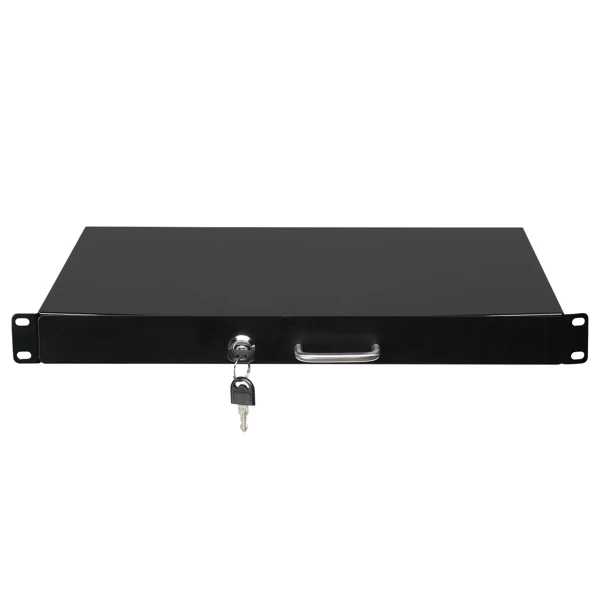 19" 1U Steel Plate DJ Drawer Equipment Cabinet with Keys Black view 4