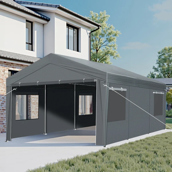 12x20 ft Carport Car Port Canopy Grey view 6