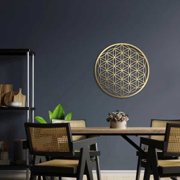 CIFbuy One-piece Flower of Life Metal Wall Decoration. Bedroom Wall Ornament. Living Room Wall Adornment. Lotus Wall Artwork. Couch Above Decor. Floral Wall. view 3