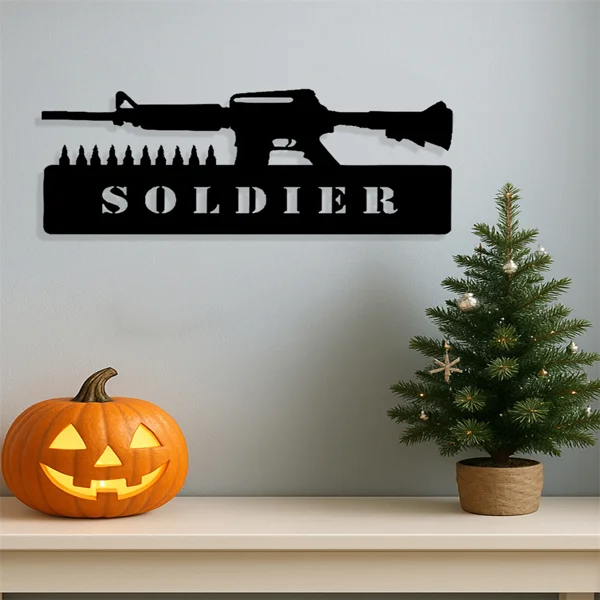 CIFbuy Vintage Patriotic Soldier iron Sign American Military Wall Decor for Home Bar Garage (TikTok, temu pick-up service) view 4