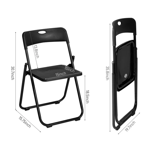 10 Pack Plastic Folding Chairs, Stackable Commercial Chairs, Portable Event Seats Indoor Outdoor for Home Event Party Picnic School Wedding, Black view 2