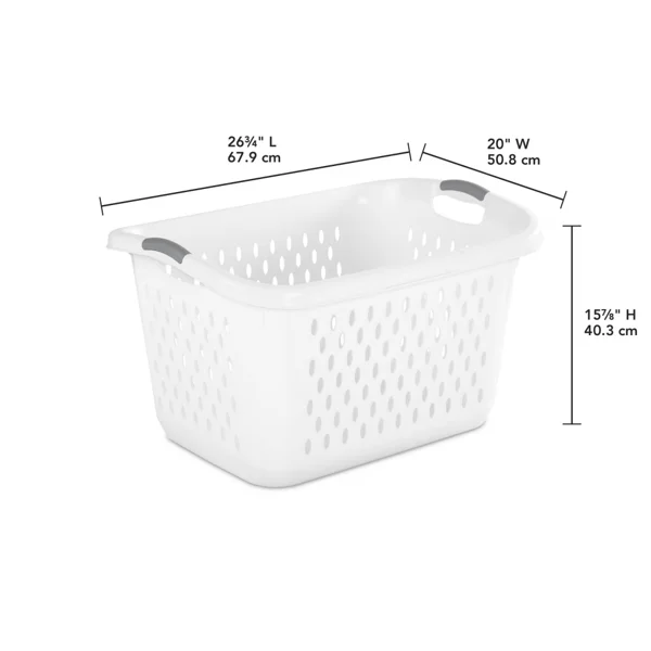 (2 pack) Extra Large 2.7 Bushel Plastic Laundry Basket with 2 Carry Handles, White, Adult (Shipment from Walmart) view 3