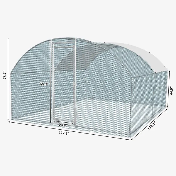 10 x 10 ft Large Metal Chicken Coop, Walk-in Poultry Cage Chicken Hen Run House with Waterproof Cover, Rabbits Cats Dogs Farm Pen for Outdoor Backyard Farm Garden