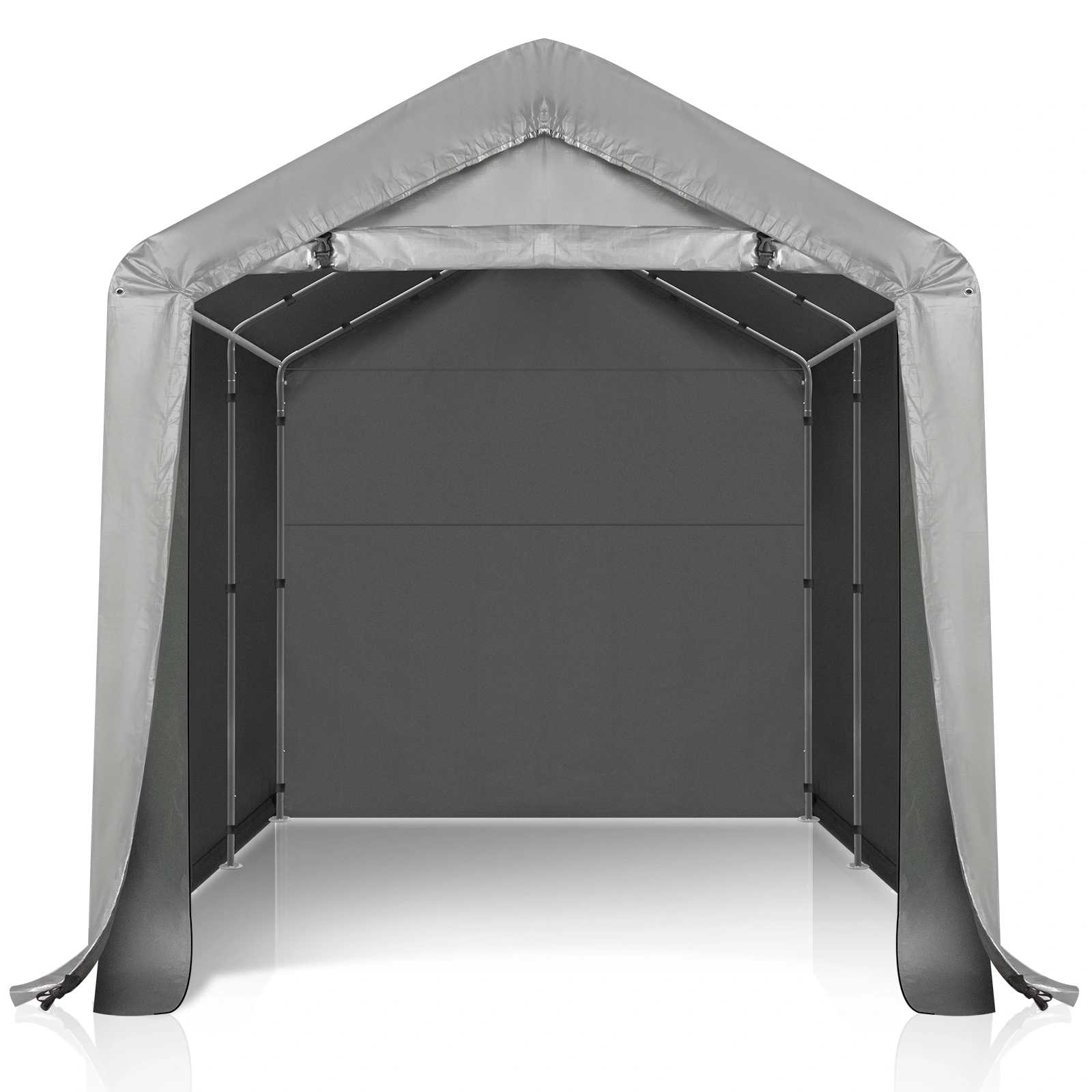 8'x8' Outdoor Storage Shelter Shed, Heavy Duty Grey Pop-up Gazebo Canopy Tent, Weather Resistant Garden Car Cover