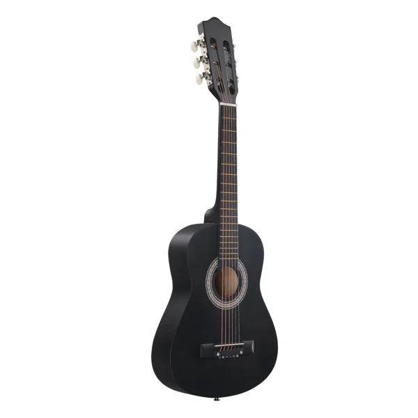 Matte Black 30-inch Round Acoustic Guitar with Picks, Strings, Capo, Case, Tuner, and Strap view 3