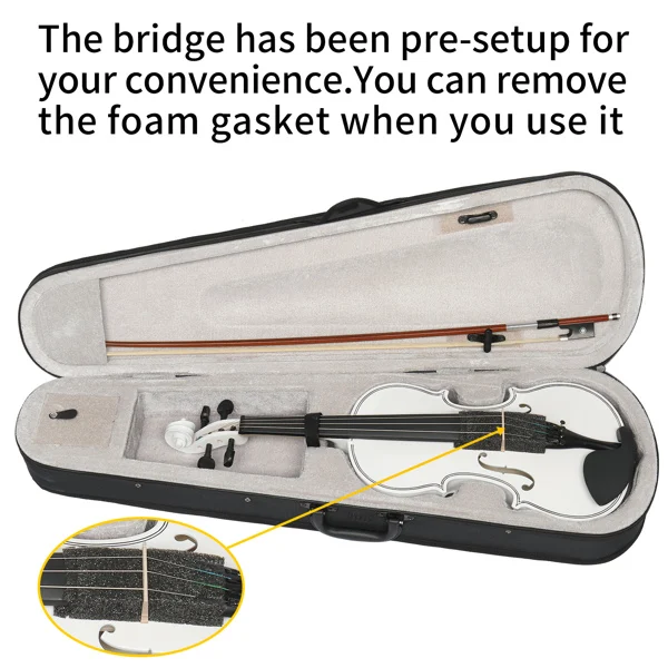【Do Not Sell on AmazonFull Size 4/4 Violin Set for Adults Beginners Students with Hard Case,Violin Bow,Shoulder Rest,Rosin,Extra Strings and Sordine view 3