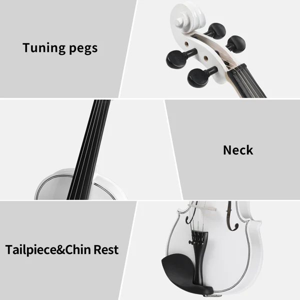 【Do Not Sell on AmazonFull Size 4/4 Violin Set for Adults Beginners Students with Hard Case,Violin Bow,Shoulder Rest,Rosin,Extra Strings and Sordine view 6