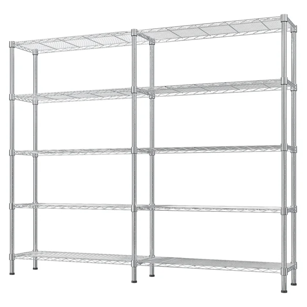 5-layer double row, freely adjustable layer spacing, with adjustable feet, display stand, iron, 147*35*180cm, chrome-plated view 2