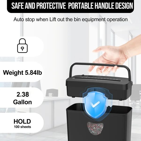Paper Shredder for Home Use,5 Sheets Small Crosscut Paper Shredder,P-4 Security Level with 2.38-Gallon Basket, 4-Mode Design-Durable & Fast and Jam Proof for Home Office Utilization view 6