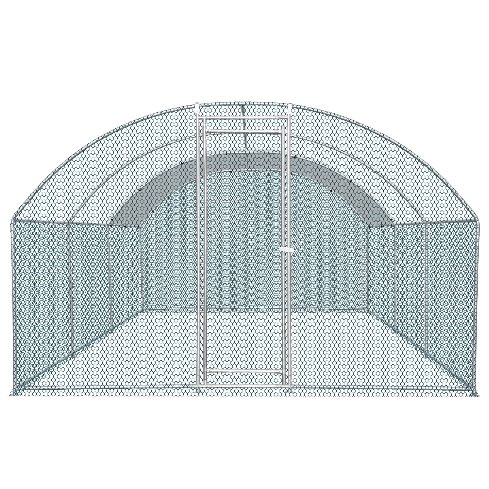 7x9.8x6.5ft Large Galvanized Steel Chicken Coop with Run, Walk-in Poultry Cage w/ Waterproof Cover & Arc Roof for Ducks, Rabbits