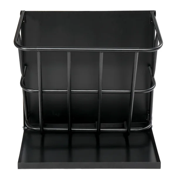 Large Capacity Hay Feeder with Detachable Grain Tray, Heavy Duty Steel 2 in 1 Hay Rack, Multiple Sided Goat Feeding Rack for Sheep Farm Livestock Indoor Outdoor, Black