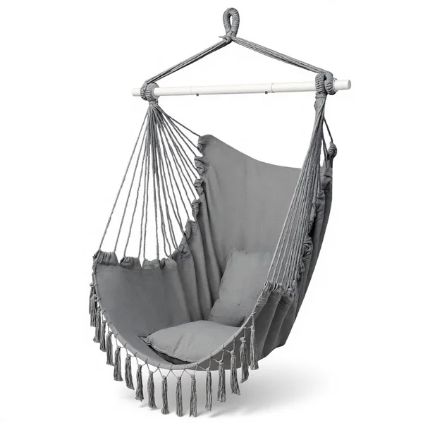 Pillow Tassel Hanging Chair Light Gray view 5